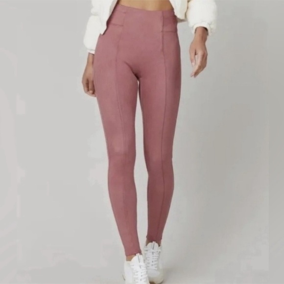 Spanx Faux Suede Rich Rose Leggings Size Large Tall Women - Picture 1 of 12